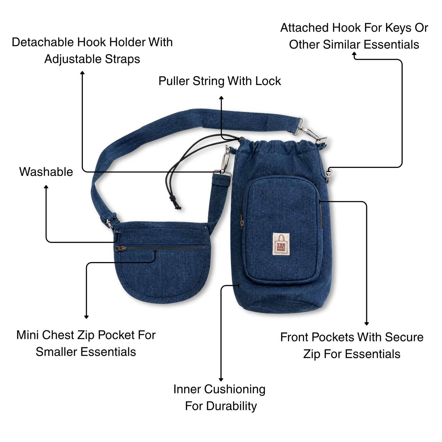 The Jean Quencher - Denim Bottle Sling